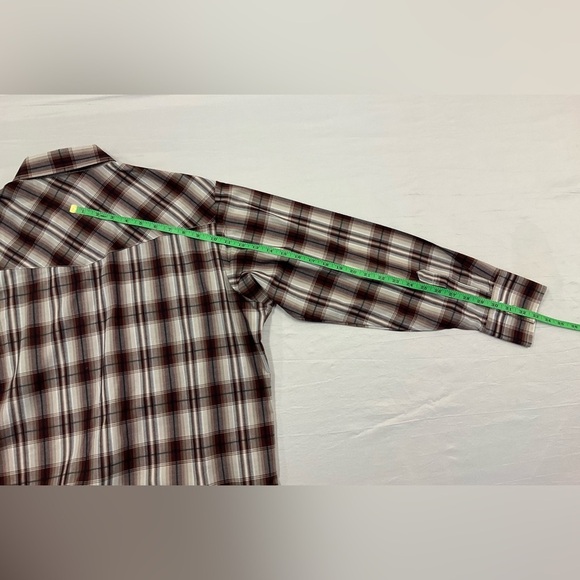 ELY Cattleman Western Yoke Shirt Pearl Snap Brown Plaid Front Pockets Men’s XL - Picture 8 of 8